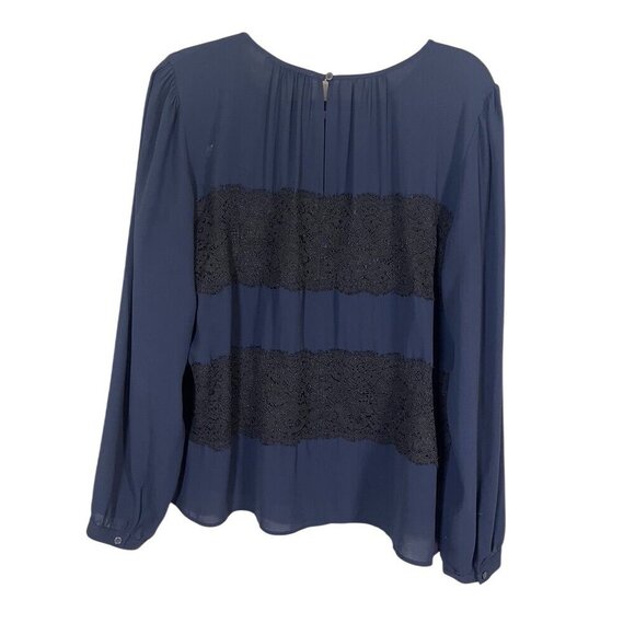 Loft Floral Lace Top Blue XL Boho Western Hippie Flowy Romantic Whimsical Sheer - Picture 7 of 10